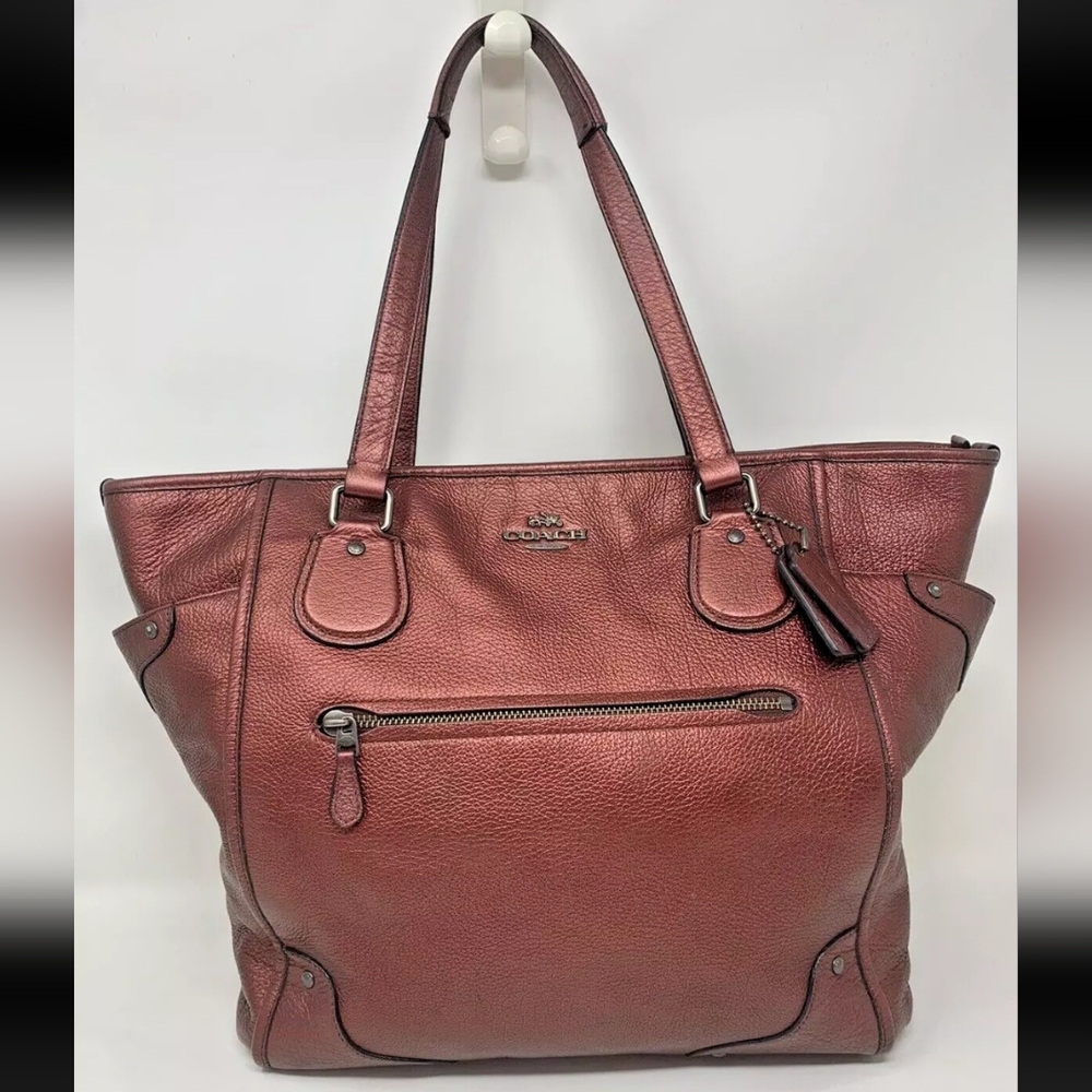 Coach Metallic Red Leather Tote Bag
